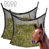 Heunetz Heusack für Pferde, Heunetz Für Pferde, 2 Stück Heunetz Engmaschig 60 X 90 cm, Heunetz Engmaschig, Heutasche, Futternetz Mit Sicherheitsschnalle, Füllmenge 8kg, Pferdeheunetz, Heunetztasche