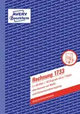 AVERY Zweckform 1733 Rechnung für Kleinunternehmer (A5, 2x40 Blatt, selbstdurchschreibend mit farbigem Durchschlag, ohne Ausweis von MwSt., nach Kleinunternehmerregelung) weiß/gelb