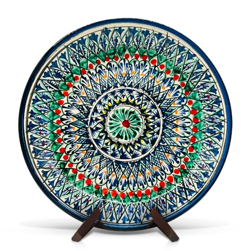 ZARENHOFF Orientalischer Lagan Ляган Rischtan Mehrob М Keramik Usbekischer Teller Servier-Schale Usbekische Ljagan Plate Handgemalt (Mehrob М3)