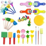 30 Stücke Malerei Schwamm Pinselset, Schwamm Malerei Pinsel Set,Kinder Malwerkzeuge Set,Kinder Früherziehung Lernen Zeichnung Werkzeuge Art Draw Tools für DIY-Kunsthandwerk-Zeichenwerkzeuge