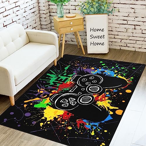 Capslpad Gaming Teppich für Jungenzimmer 160x100cm Waschbarer Gamer Controller Teppiche Rutschfester 3D Gedruckter Gamepad Bodenteppich für Jungen Mädchen Teenager Schlafzimmer Wohnzimmer Dekor