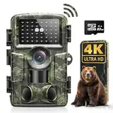 YEEFON Wildkamera WLAN, 4K 60MP HD Wildtierkamera mit Handyübertragung APP, IP66 Wasserdicht Nachtsichtkamera Jagdkamera mit Bewegungsmelder für Wildtier Überwachung mit 32G Speicherkarte