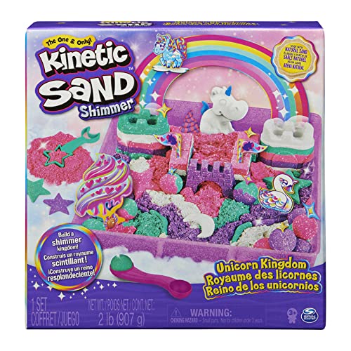 Kinetic Sand Magischer Sand – Einhorn-Königreich 907 G + 8 Formen – Erstellen Sie verschiedene hypnotisierende Formen mit diesem magischen und bunten Sand wie Knetmasse – Spielzeug für Kinder ab 3