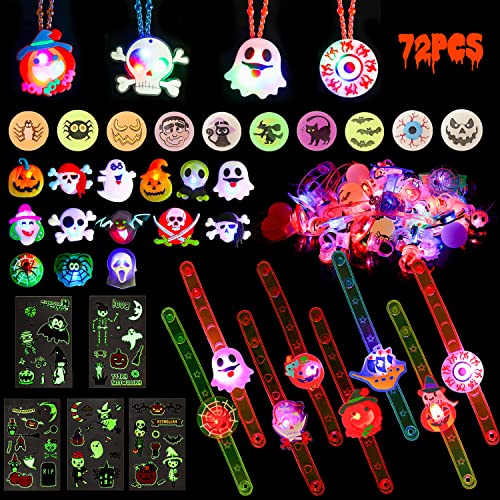 72PCS Halloween Blinkende Ringe - Halloween Party Leuchtend Deko Für Kinder, Halloween Accessoires Zubehör Set, Halloween Led Blinkende Spielzeug, Halloween Theme Geschenke Für Halloween Kinder Spiel