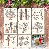 Grevosea 8 Stück DIY Tree Painting Stencils Wiederverwendbare Zweige Schablonen Malerei Bäume Schablonen Umgekehrte Baum Natürliche Schablonen Zum Malen Auf Holz Leinwand Wand DIY Home Decor(15x15 Cm)