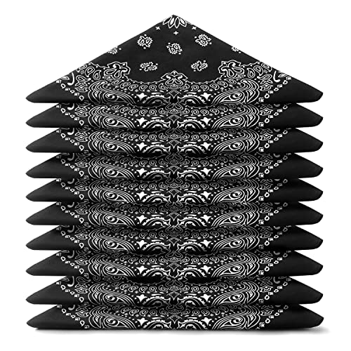 ...KARL LOVEN BANDANA 20 Stück Schwarz - Paisley Mandala Muster - 100% Baumwolle TÜV geprüft - Dicker Stoff - 20 Exklusivfarben