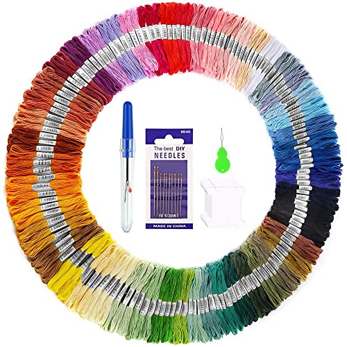 Newaner Stickgarn-Set, zum selber sticken - Baumwollgarn für Stickbilder, Armbänder, zum Basteln(150 Farben)