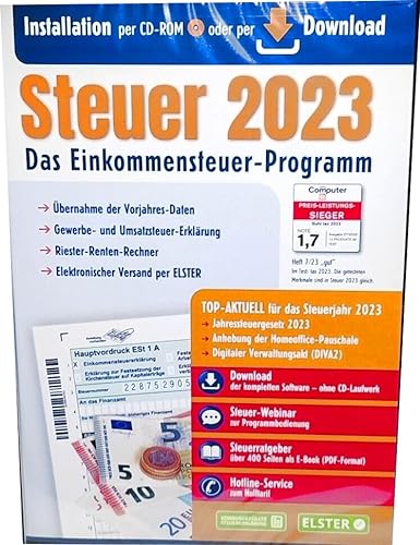 ALDI STEUER 2023 für Steuererklärung 2023 am PC. ELSTER Klare Strukturiert Steuerprogramm Download Code Inklusive. Neu und OVP (CD-Rom & Download)