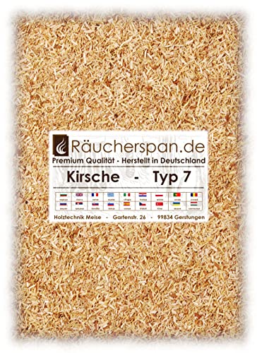 Premium Räuchspäne Kirsche, Räucherspan.de Kirschholz, Typ 7, 0,5-1,5mm zum Kalträuchern, 2kg