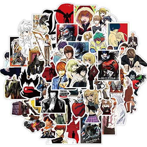 NEULEBEN Anime Aufkleber 50 PCS, Death Note, Wasserdicht, Glitzer, PVC & Vinyl, Für Glatte & Unebene Oberflächen, Outdoor, Anime-Fans