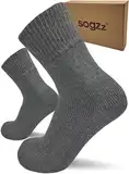 sogzz 2 Paar warme Diabetikersocken, Wintersocken, Herren Damen, Gr. 35-50, Winter Wollsocken aus hochwertiger premium Schafwolle, dicke Socken aus Wolle für Diabetiker, dunkelgrau, 43-46