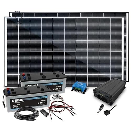 Insel Solaranlage PV-Anlage 2000W AC mit Panelen, Batterie, Victron Laderegler, Sinus Wechselrichter