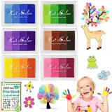 DazSpirit Stempelkissen Set, 6 Farben Stempel Fingerfarben Kinder Ungiftig Abwaschbar, Fingerabdruck Stempelkissen Bunt für DIY Leinwand, Hochzeit, Papier Handwerk, Geburtstag Geschenk