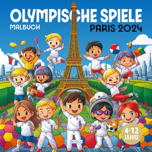 Malbuch Olympische Spiele Paris 2024: 50 originale olympische Spielszenen zum Ausmalen