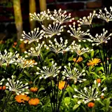 yowin Gartendeko Solarleuchten für Außen 2 Stück LED Solarlichter Pusteblume, 8 Modi Solarstecker Gartenbeleuchtung Wetterfest Solarlampen Feuerwerk für Garten Balkon Terrasse Deko - Warmweiß