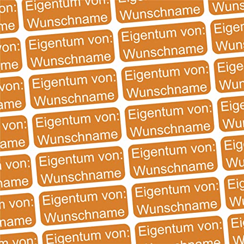 Namensaufkleber Erwachsene - Altenheim Krankenhaus & Pflegeheim - Eigentum von: - 2 Größen - Namensschilder personalisiert für Möbel Bücher Gehstock Gegenstände Hausschuhe Brillenetui - orange