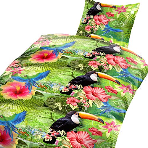 Bettwäsche Cretonne TROPIC, mit RV, 3-teilig