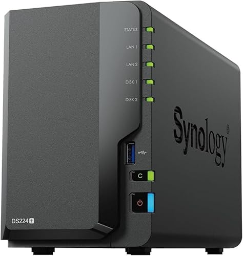 Synology DS224+ 2-Bay Diskstation NAS (Intel Celeron J4125 4-Core 2.0 GHz 2GB DDR4 RAM 2xRJ-45 1GbE LAN-Port) 8TB Bundle mit 2X 4TB Synology Plus-Serie HDDs (HAT3300-4T)