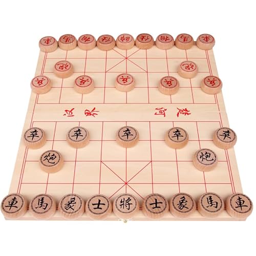 Faltbarer chinesischer hölzerner Schachsatz, Reise-Brettspiele-Sätze, die Xiangqi Brettspiele tragen, Schach 3.4CM Durchmesser