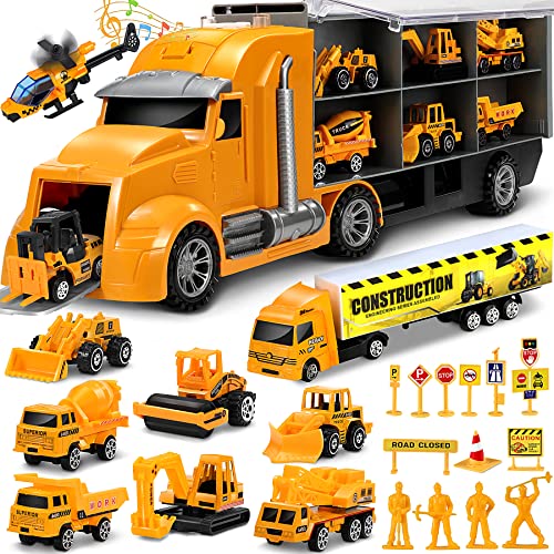 lenbest LKW Auto Spielzeug - Bagger Spielzeug | Baufahrzeug - 11 in 1 Spielzeugauto Kinderspielzeug Geschenk Spielzeug ab 2 3 4 Jahre Junge