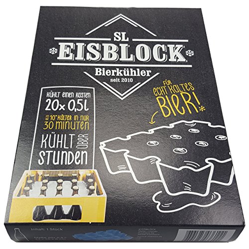 SL-Eisblock - Bierkühler, Getränkekühler 0,5 Liter Flaschen der SL-EISBLOCK Bierkastenkühler ist MADE IN GERMANY (Geschenkverpackung) Blau