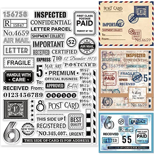 GLOBLELAND Vintage Flugtickets Klare Briefmarken Poststempel Porto Postkarten Silikon Klare Stempelsiegel für Karten, die DIY Scrapbooking Album Dekor, 11.7x8.3inch / 29.7x21cm machen