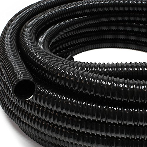 Wiltec Flexibler Förderschlauch 5m Spiralschlauch 25mm (1") schwarz mit Verstärkungsspirale Bewässerung Wasser Teich