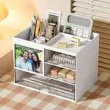 SOSINYA Schreibtisch Organizer mit Schubladen box,Schreibtisch Organizer Ablage - 15.5x20.8x14.3cm- für Tisch Büro Schreibtisch - leicht zu reinigen (A)