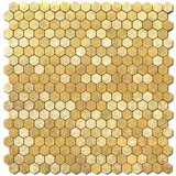 VAOVI Selbstklebende Mosaik Fliese Gold Küche Wand,Wandfliese Metall mit Facette Gold Matt und Glänzend Fliesenaufkleber Kleines Sechseck(5 Matte)