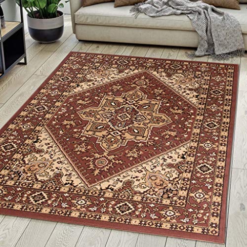 Carpeto Rugs Teppich Orientalisch Braun Klassisch Muster Kurzflor Öko-Tex Wohnzimmer 120 x 170 cm