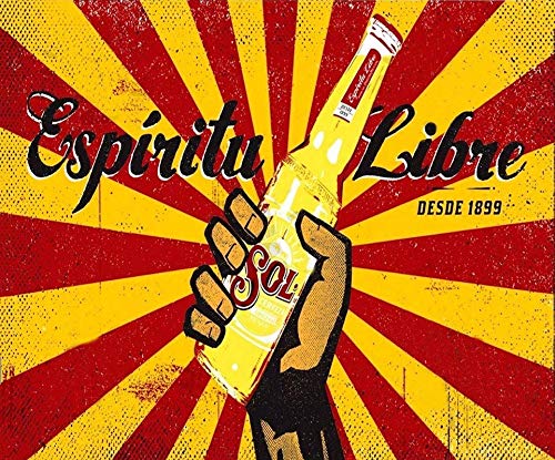 BigOtters Blechschild Sol Espiritu Libre Bar Pub Bierladen Höhle Metalldekor Metallschild 20,3 x 30,5 cm