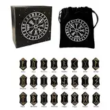 Namvo Handmade Wooden Rune Set, 25 Stück, geeignet für Anfänger, Meditation, Weissagung, Feng Shui, Reiki Heilung und Amulette, mit Aufbewahrungstasche