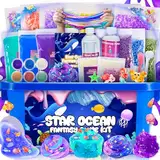 iKidiki Schleim Kinder, Galaxy Ozean Schleim Selber Machen Set Spielzeug ab 6 7 8 9 10 11 12 Jahre Mädchen Jungen DIY Slime Kindergeburtstag Geschenk Mädchen 6-12 Jahre Slime Set zum Selbermachen
