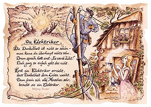 Die Staffelei Geschenk Elektriker Elektroinstallateur Gedicht Präsent Jubiläum (A4 (29,7cm x 21cm), unpersonalisiert)