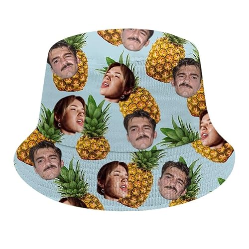 Personalisierter Fischerhut mit Foto Lustige Fischerhut für Männer Frauen Hawaii Hut Partyhüte Personalisierte Geschenke für Die Familie (DE/NL/SE/PL, Alphanumerisch, XS, XXL, Stil-10)
