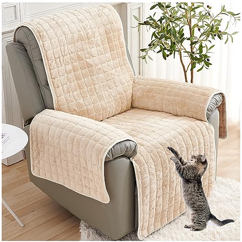 Sofa Armlehnenbezüge, Sesselschoner Sesselauflage, Fernsehsessel Schutzbezug Anti-Rutsch, Relaxsessel Bezüg Sesselüberzug für Zuhause mit Kindern und Haustieren Hund (Beige,1 Sitz (53*190cm))