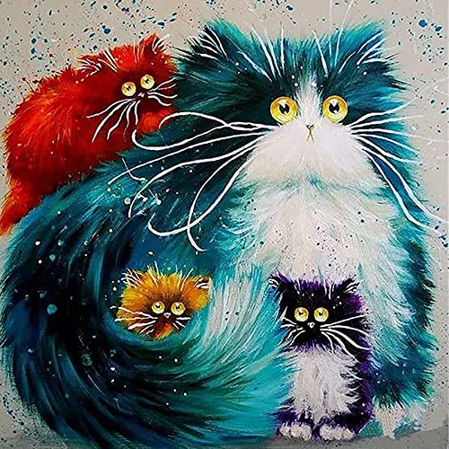 Fuumuui Malen Nach Zahlen Erwachsene und Kinder Anfänger Gemälde inklusive Pinsel und Acrylfarben 40 x 50 cm - Tiere, Katzen