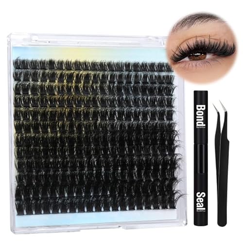 Wimpernverlängerung Kit D Curl Lashes Clusters Fluffy 80D Wimpernverlängerung Kit 240pcs Individuelle Wimpernverlängerung Kit mit 10-20mm Lash Clusters Lash Bond und Seal und Lash Pinzette