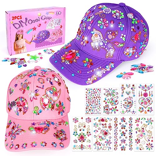 Shmily Bastelset : Geschenk Mädchen 4-12 Jahren Einhorn Kappe Spielzeug ab 4 5 6 7 8 9 10 11 Alte Kinder Geburtstag Pferde Baseballcap Sonnenhut Basteln, Rosa+Lila