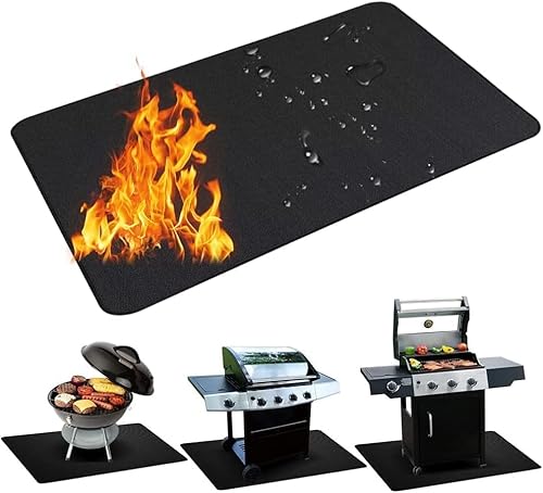 DAJASD Feuerfeste Unterlage,100x120cm Hitzebeständig Brandschutzmatte, Hitzeschutzmatte Kaminmatte Hitzebeständig, Feuerfeste Matte Hitzebeständig BBQ Grillmatte für Fireplace Lawn Camping Bodenschutz