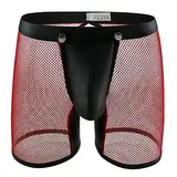 Elefanten Tanga Männer Mesh Boxershorts Lustige Unterhosen Männer Erotische Wäsche Herren Elefanten Unterhose Slips Strings Tanga Lustige G-String Lover Geschenk (Rot, XXL)