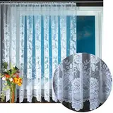 Gardine Jacquard Universalband Spitzenoptik Vorhang Blumenmuster weiß, Auswahl: 300 x 175 cm, Design: Thekla