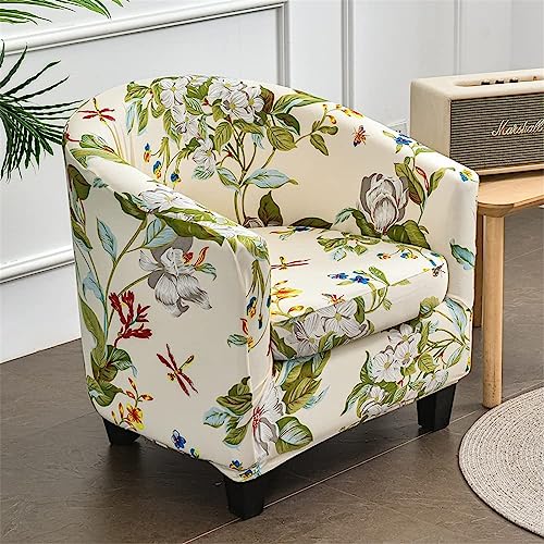 Highdi 2 Stück Sesselschoner Sesselüberwurf mit Elastisch Stretch Husse, Club Chair Schonbezug Sofabezug mit hoher Dehnung Sessel für Clubsessel Loungesessel Cocktailsessel (Frühlingsblume)