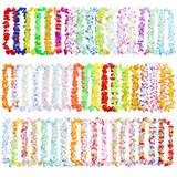 50 Stück hawaiianische Leis-Party-Dekorationen, 50 Stile hawaiianische Leis Bulk Hawaii-Blumen-Halskette für tropische Hawaii-Party-Themen-Strandparty-Zubehör, hawaiianische Nachtbar, Luau, Aloha