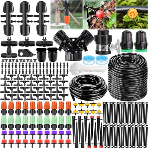 POWZOO 269 Stück Bewässerungssystem,40M+8M Bewässerungsrohre,DIY Gartenbewässerung,Automatische Sprinkler Tröpfchenbewässerung,Micro Automatische Bewässerung KIt Gewächshaus,für Landschaft,Pflanzen.