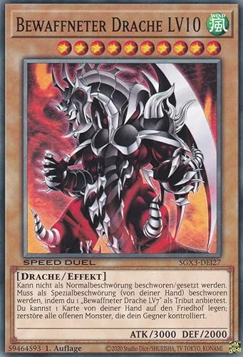 Bewaffneter Drache LV10 Common SGX3-DEI27 - Speed Duel GX: Duelists of Shadows - mit GamersHeaven Cardboard Guard