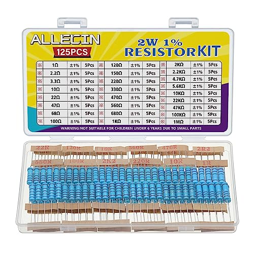 ALLECIN 2W Widerstand Set 1% Toleranz 25 Werte von 1 Ohm bis 1M Ohm 2 Watt Metallfilm Widerstände Sortiment 2 W Resistor Kit Metall Film Wiederstände Wiederstand