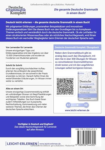 Deutsch Lernen: Deutsche Grammatik Komplett: Alle Themen von A1-C2 (A2, B1, B2, C1) für Anfänger & Fortgeschrittene - entstanden durch +10.000 ... link for the English version included)