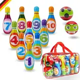 Manda® Kegelspiel für Kinder, Tragetasche inklusive. Spielzeug für Kinder von 1 bis 6 Jahren- Geschenk für Kinder, Montessori Spielzeug, Bowling Set Kinder. Spielzeug ab 2 Jahre. 14cm.