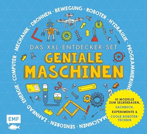 Das XXL-Entdecker-Set – Geniale Maschinen – Mit 10 Modellen zum Selberbauen, Sachbuch, Experimenten und cooler Robotertechnik: Modelle im Set: ... Hydraulik-Zange, Lochkarten, Pantograph